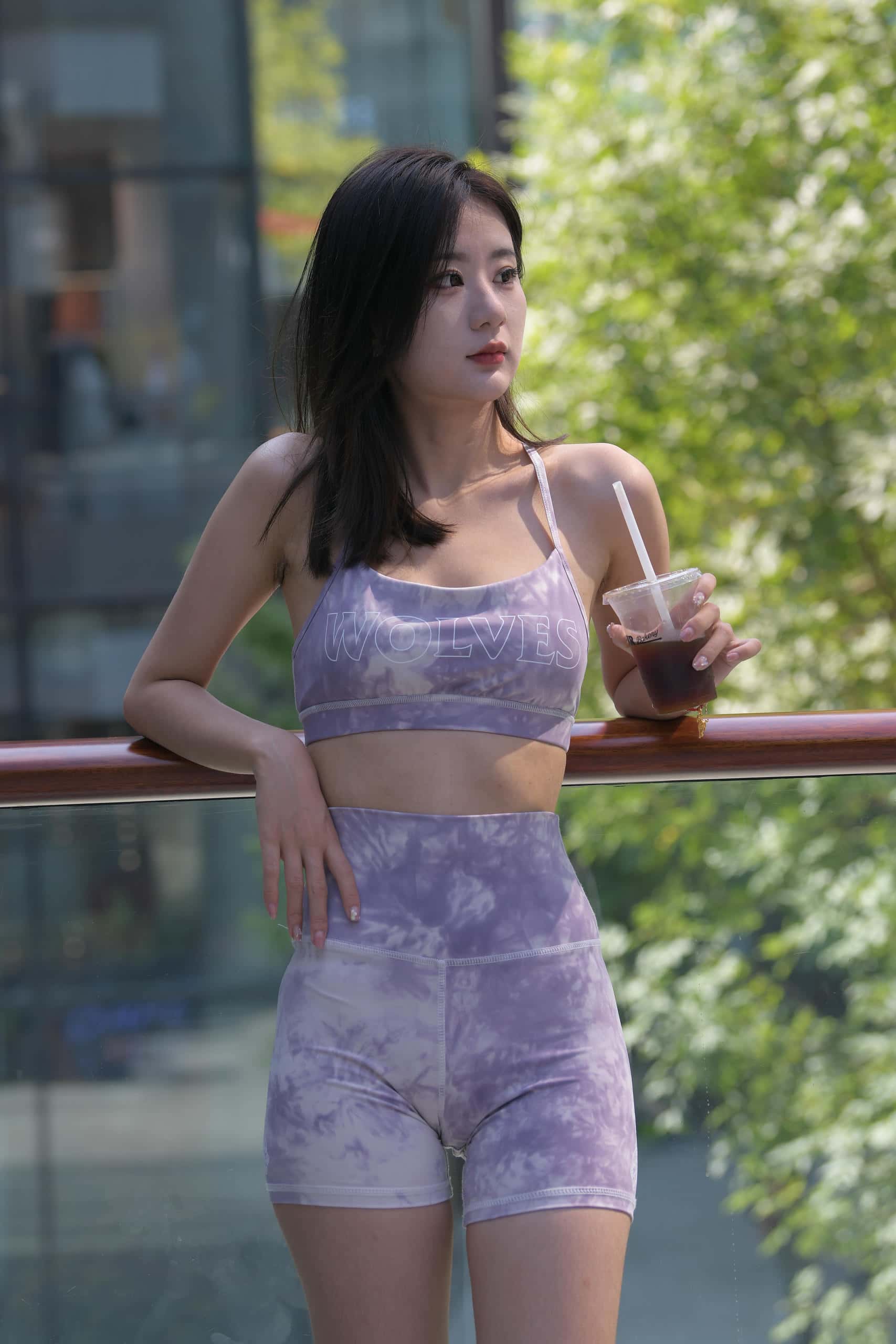 图片[3]-紫粉扎染紧身短裤美眉 【648P】J8295-妹妹图库