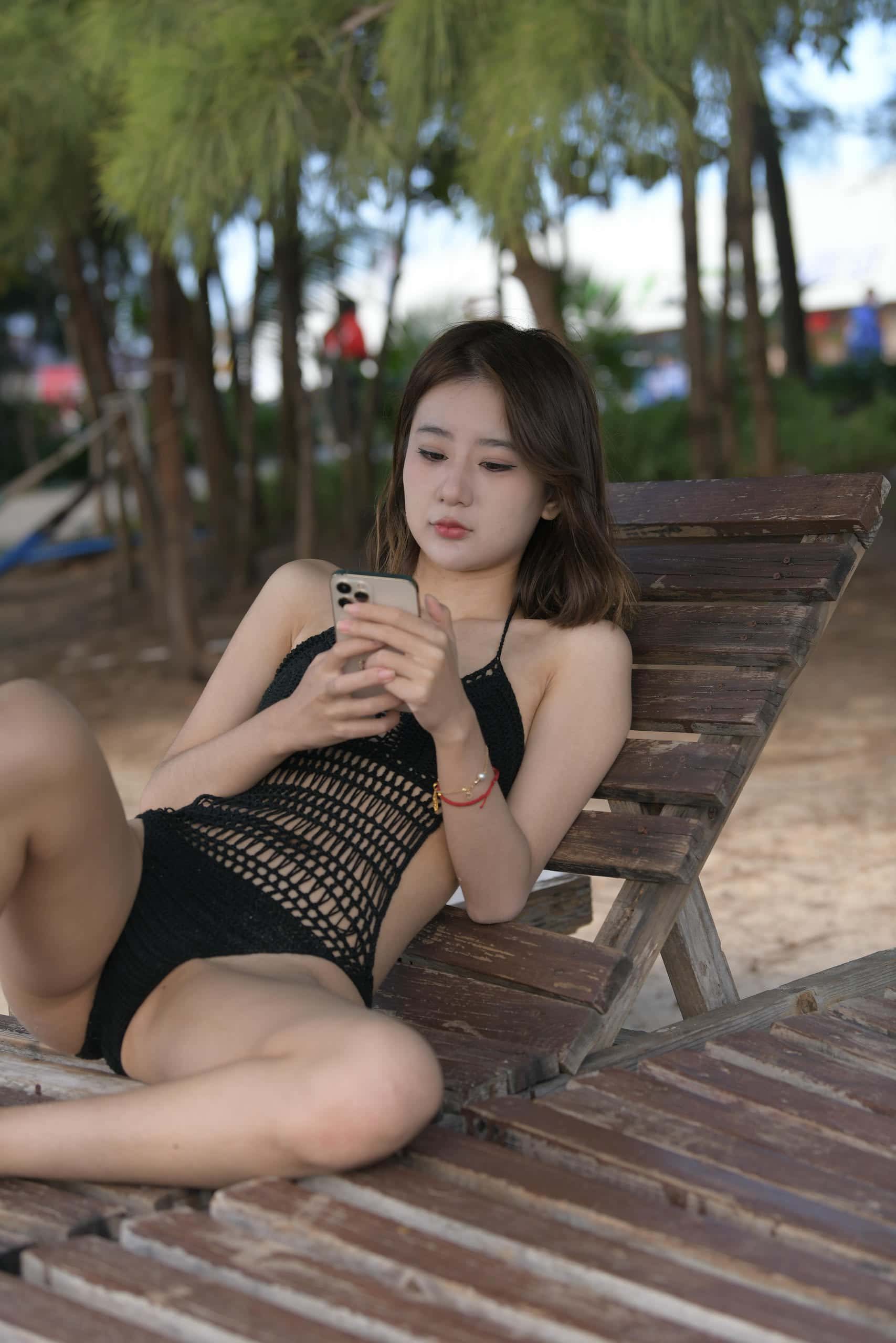 海边度假的黑色泳装少女【445P】QB7080-妹妹图库